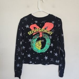 The Grinch " Feelin Grinchy" Oversized Long Sleeve Christmas/Holiday Top size XS